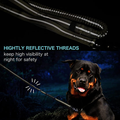 4-6FT Heavy Duty Dog Leashes for Large Dogs, Shock Absorbing Bungee Tactical Leash with 2 Padded