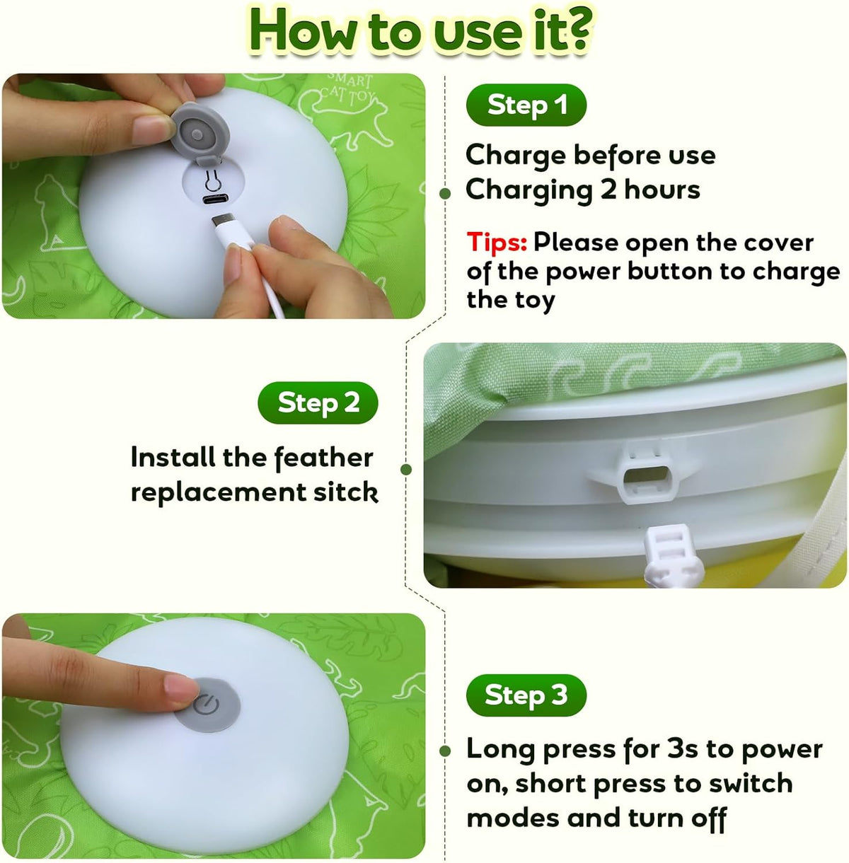 Interactive Cat Toys, Motion Activated, Moving Feather, Real Mouse Squeaky, Hide and Seek Cat Toys