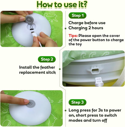Interactive Cat Toys, Motion Activated, Moving Feather, Real Mouse Squeaky, Hide and Seek Cat Toys