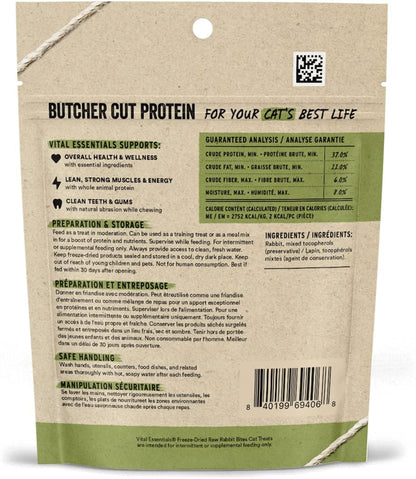 Vital Essentials Rabbit Bites Cat Treats, 0.9 oz | Freeze-Dried Raw | Single Protein | Grain Free