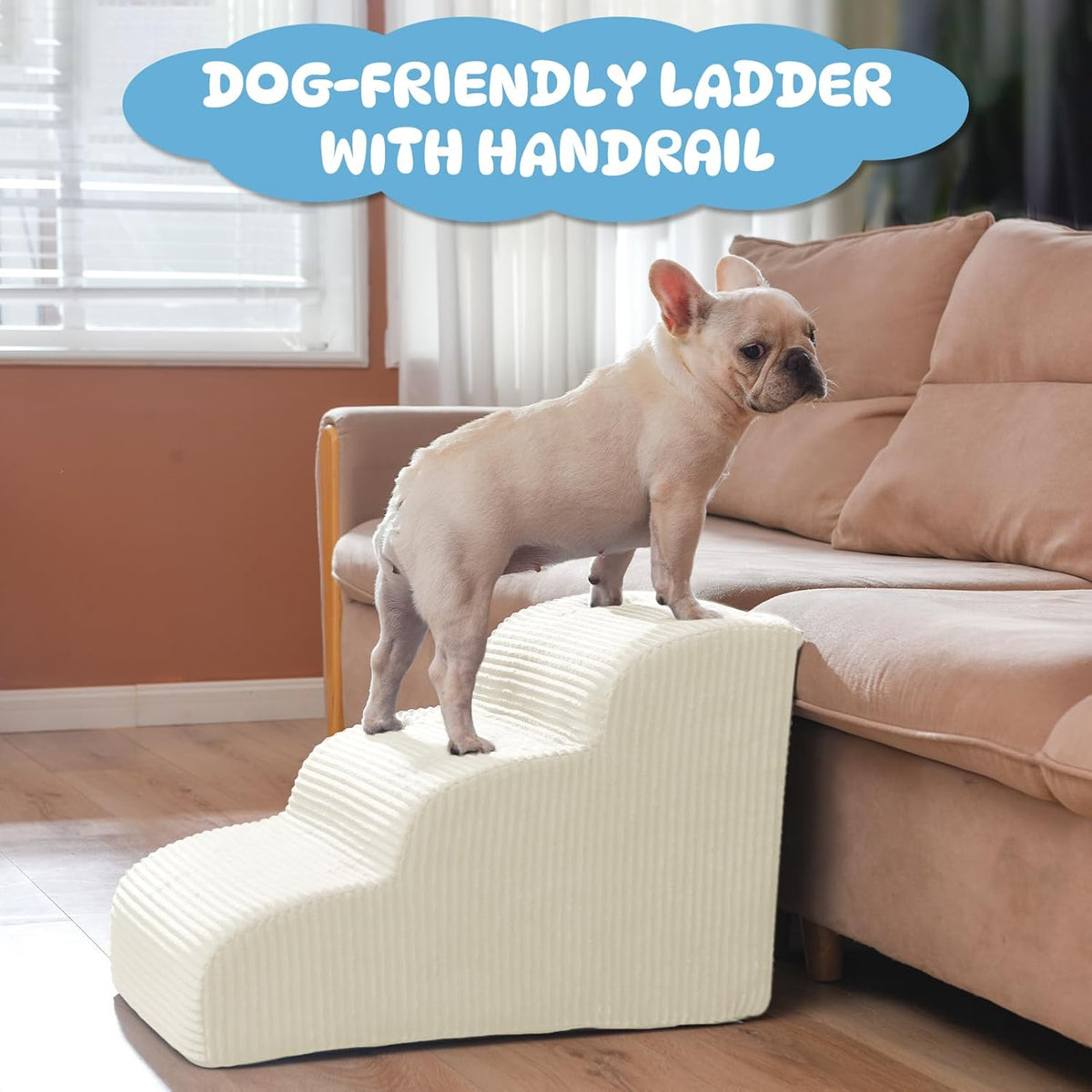 Dog Stairs & Steps for High Beds, 2 Steps High Density Foam Waterproof Dog Ramp for Small Dogs and