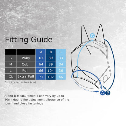 Harrison Howard CareMaster Pro Luminous Horse Fly Mask Large Eye Space Standard with Ears UV