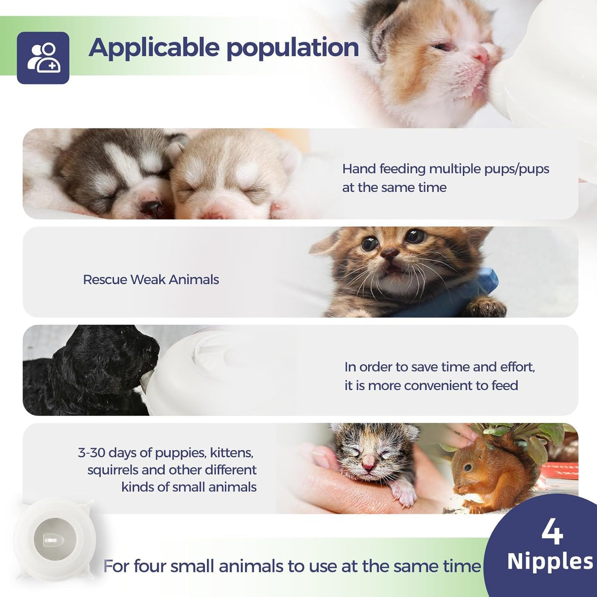 Kitten Bottle Feeding Kit, Puppy Feeders for Multiple Puppies with Support Base,Smooth Flow Nursing