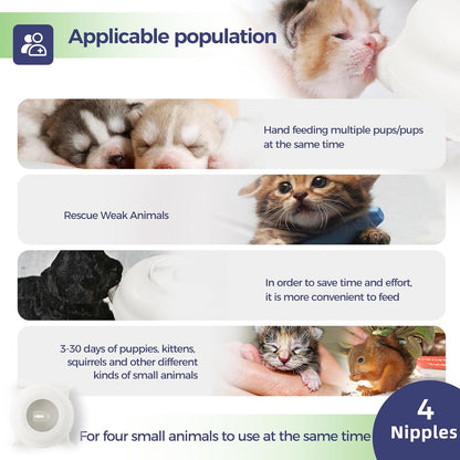 Kitten Bottle Feeding Kit, Puppy Feeders for Multiple Puppies with Support Base,Smooth Flow Nursing