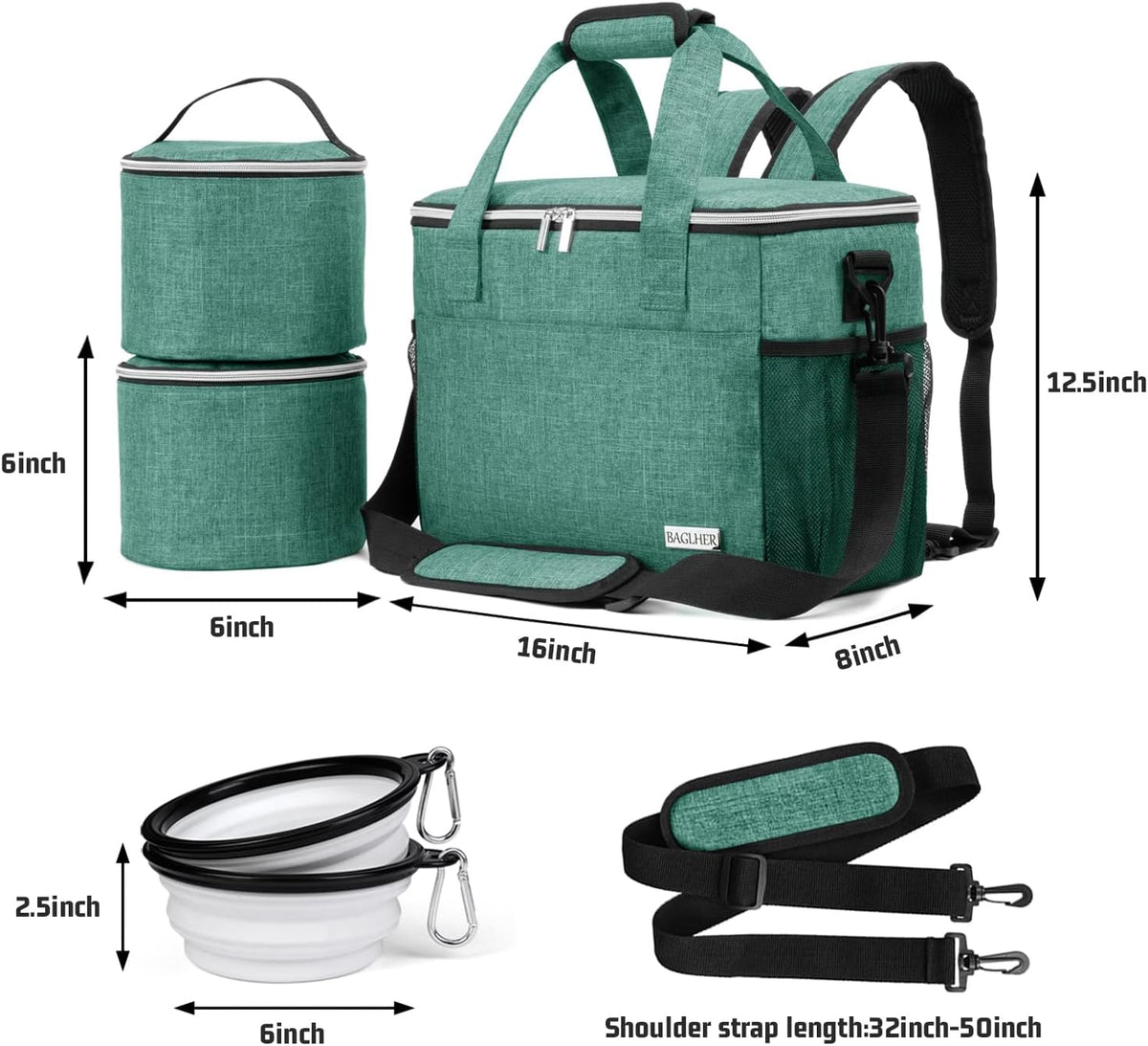 BAGLHER Dog Travel Bag Backpack Pet Supplies Backpack Pet Accessories Storage Bag 5-Piece Set with