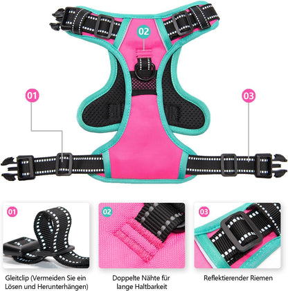 PHOEPET 2019 Upgraded No Pull Dog Harness, Reflective Adjustable Vest, with a Training Handle + 2