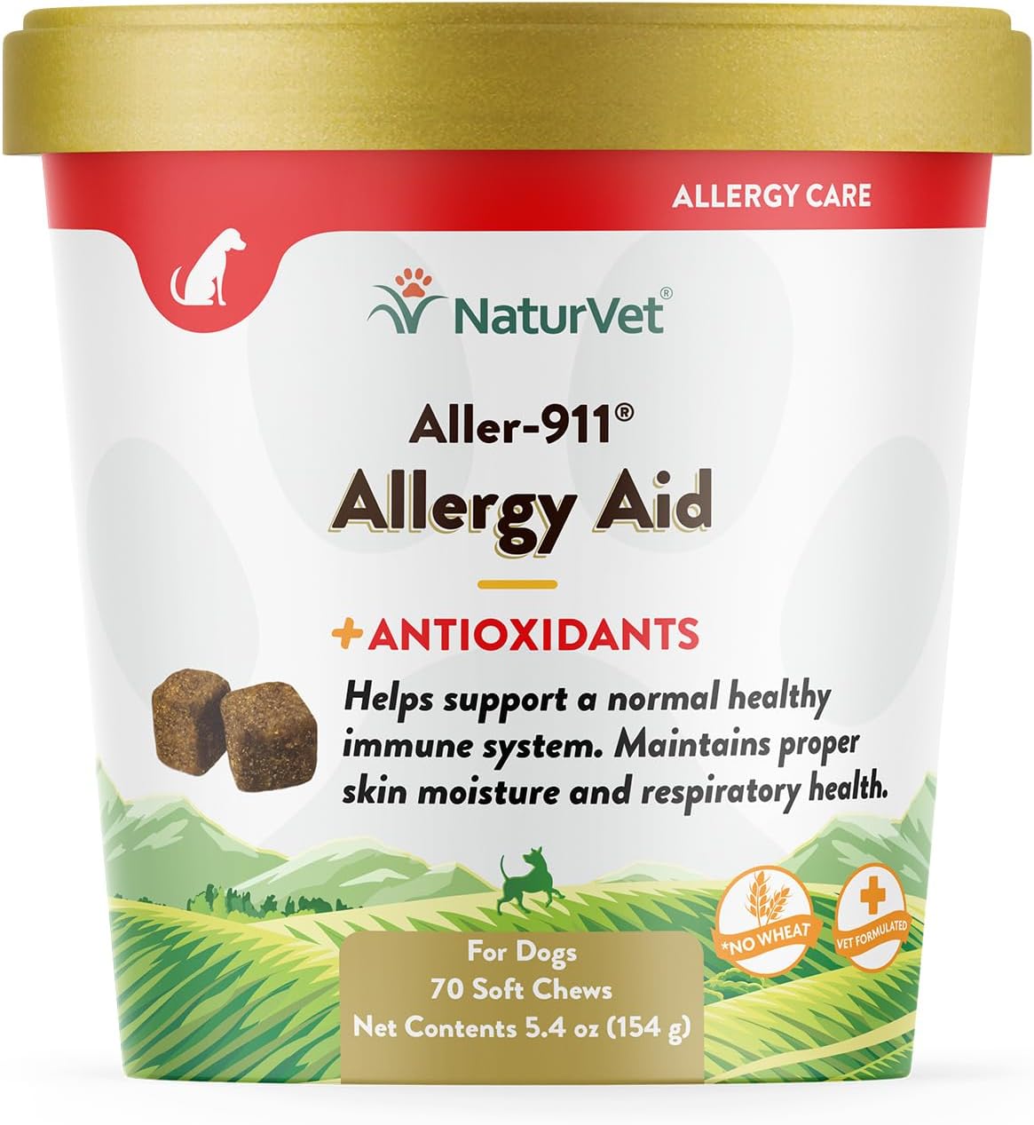 NaturVet Aller-911 Advanced Allergy Aid for Dogs, Cats – Antioxidant-Rich Pet Supplement with