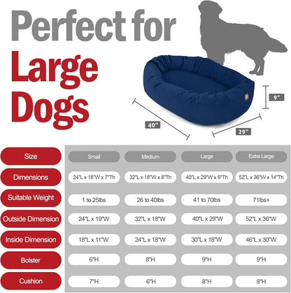 Majestic Pet 40 Inch Suede Calming Dog Bed Washable 40x29x9 (Inch) – Cozy Soft Round Donut Dog Bed