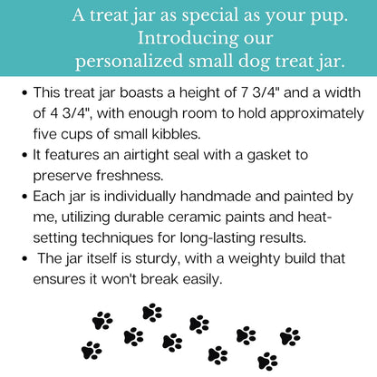 Airtight Pet Treat Container | Dog Cookie Jar Personalized with Name | Small Dog Treat Jar |
