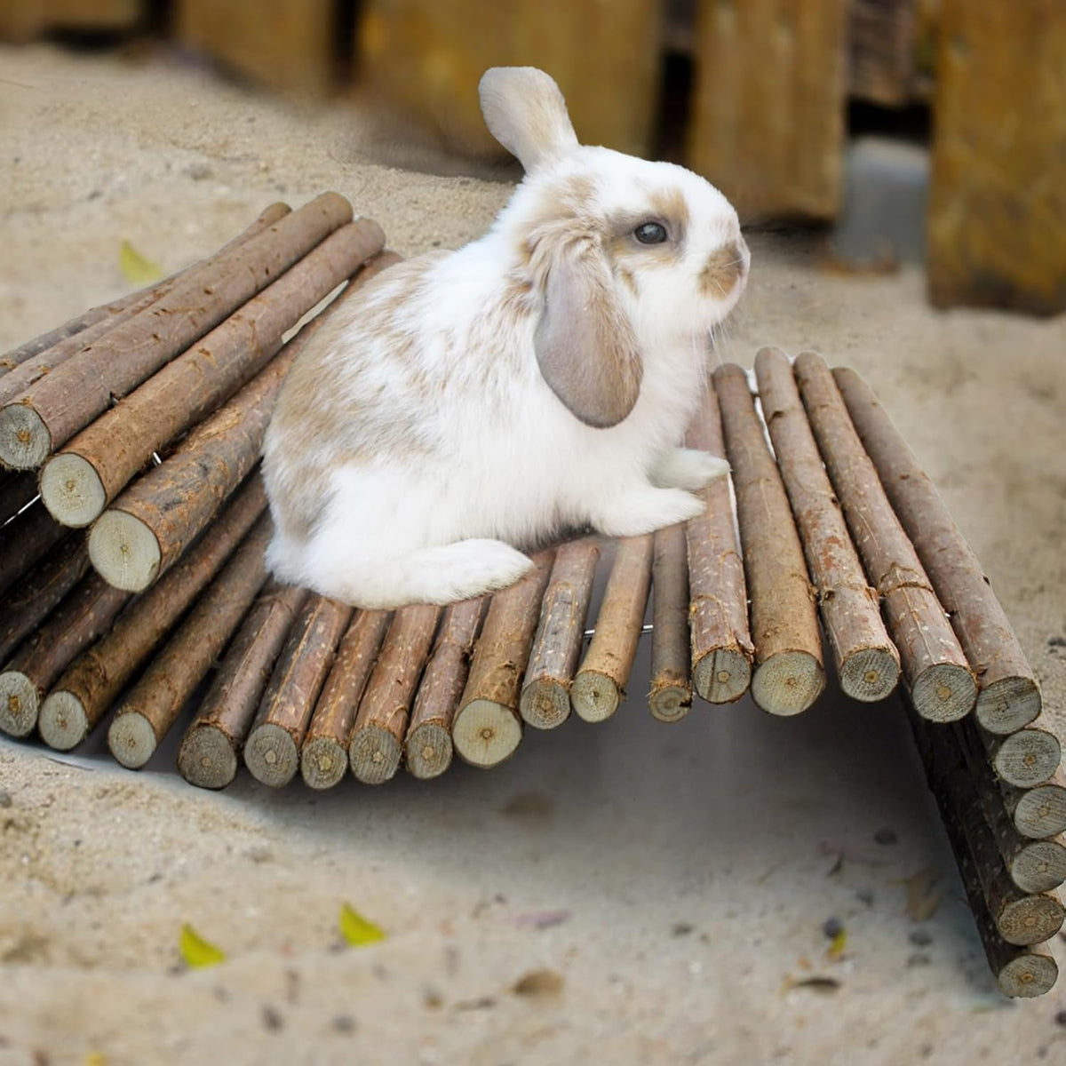 kathson Rabbit Bridge Wooden Hamster Climbing Tunnel Bunny Extra Large Ladder Wood Flexible Hideout