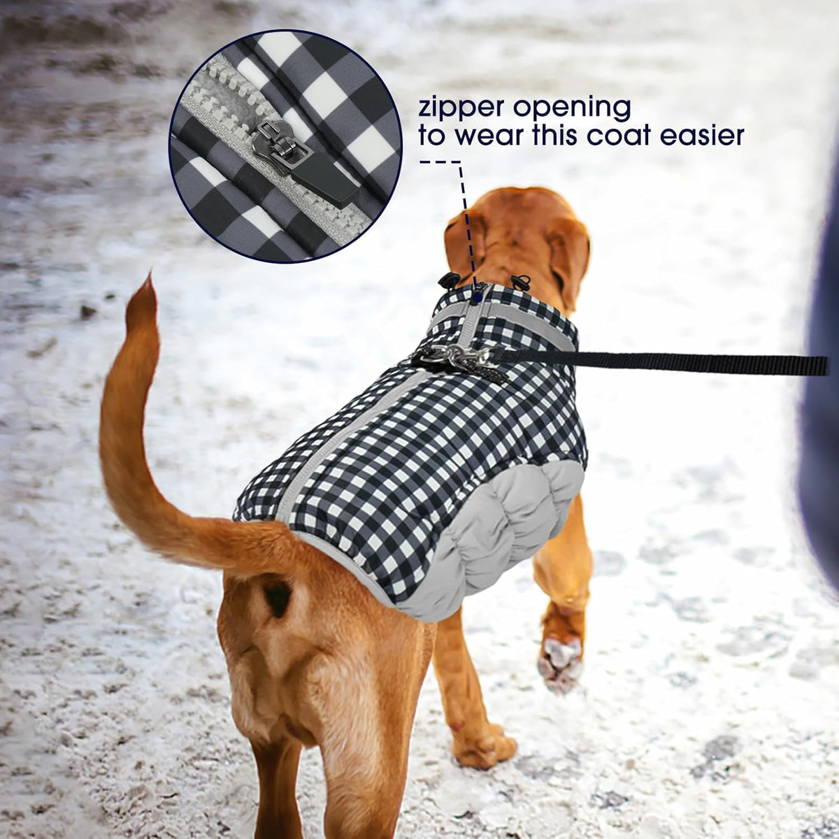 FUAMEY Dog Coat for Large Dogs,Waterproof Dog Winter Jacket with Harness Built in Puppy Cold
