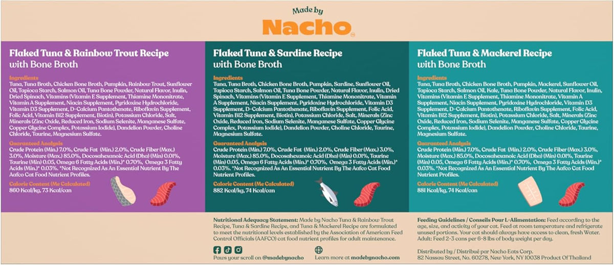 Made by Nacho Flaked Filets Recipe in Bone Broth, Grain-Free Chef's Selects Wet Food for Cats