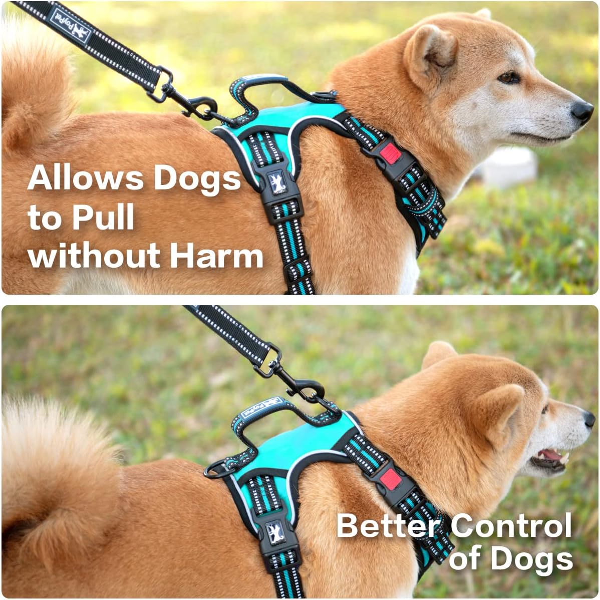 PoyPet No Pull Dog Harness, No Choke Front Clip Reflective Dog Vest with Soft Padded Vertical