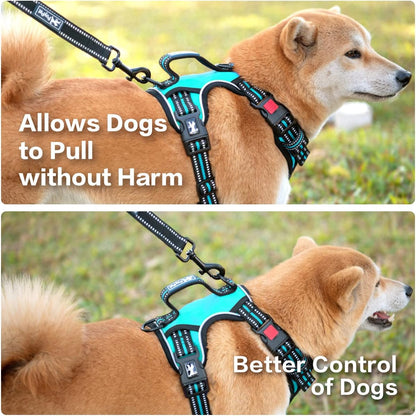 PoyPet No Pull Dog Harness, No Choke Front Clip Reflective Dog Vest with Soft Padded Vertical