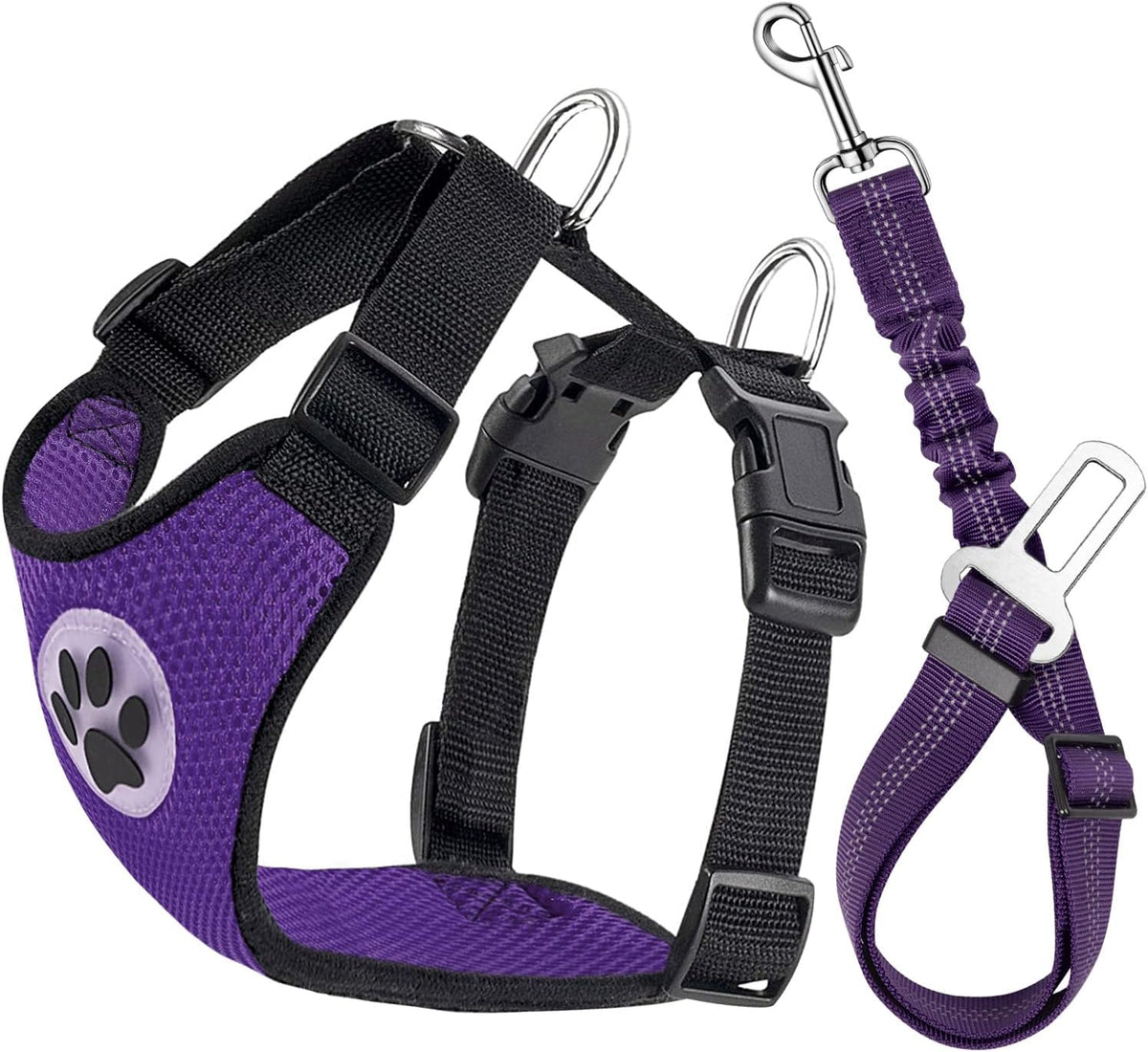 Lukovee Dog Safety Vest Harness with Seatbelt, Seat Belt Adjustable Pet Harnesses Double Breathable