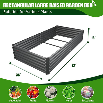 A ANLEOLIFE 6X3X1.5 ft Galvanized Raised Garden Beds Outdoor, Rectangular Metal Planter Box for