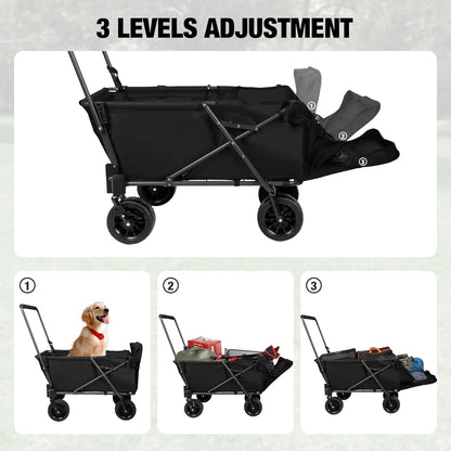 REDCAMP Folding Dog Wagon Cart with Tailgate Heavy Duty, 220L Large Collapsible Utility Cart Dog
