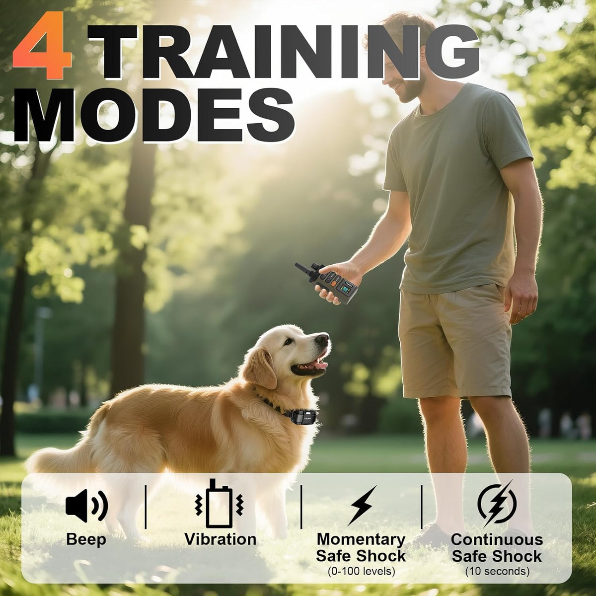 Dog Training Collar with Remote-5200FT, Dog Shock Collar with IPX7 Waterproof, Shock, Vibration