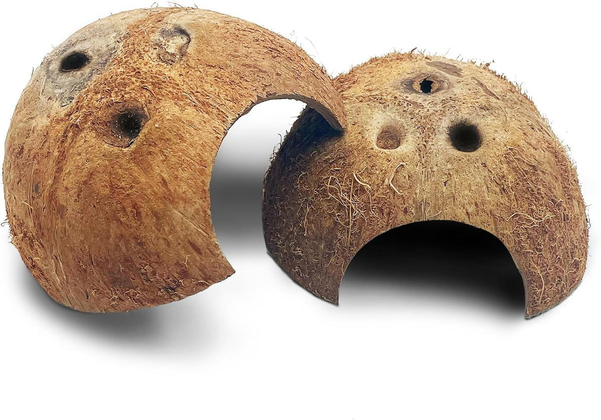 PINVNBY Natural Coconut Reptile Hideouts Lizard, Coco Hut Hermit Crab Hut Aquarium Fish Hide Cave