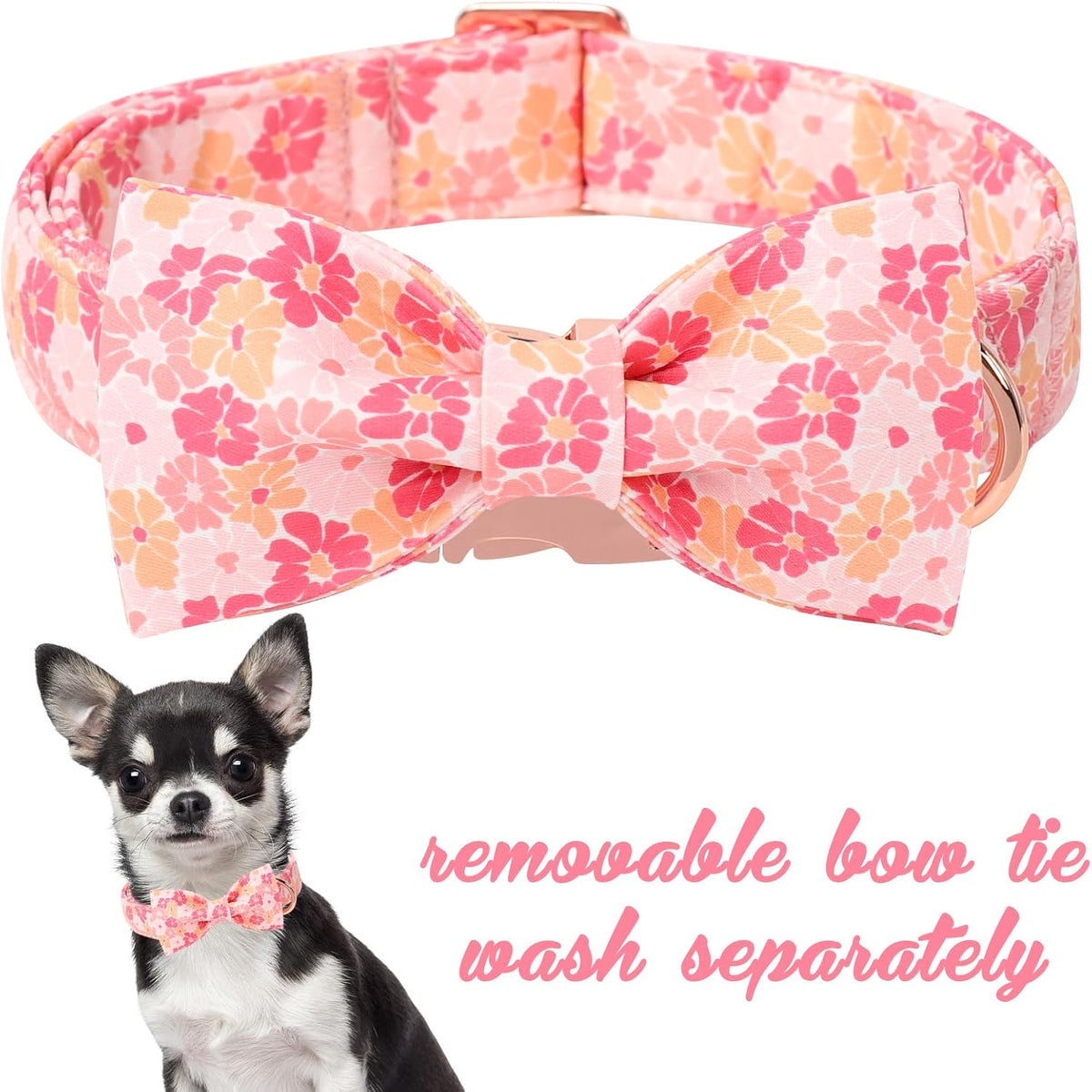 Unique style paws Cartoon Dog Collar with Bow Spring Summer Puppy Collar with Flower for Small