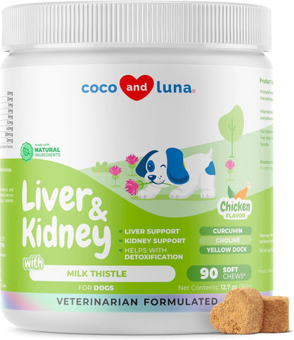 Milk Thistle for Dogs - 90 Soft Chews - Liver and Kidney Support - Hepatic Support with EPA & DHA