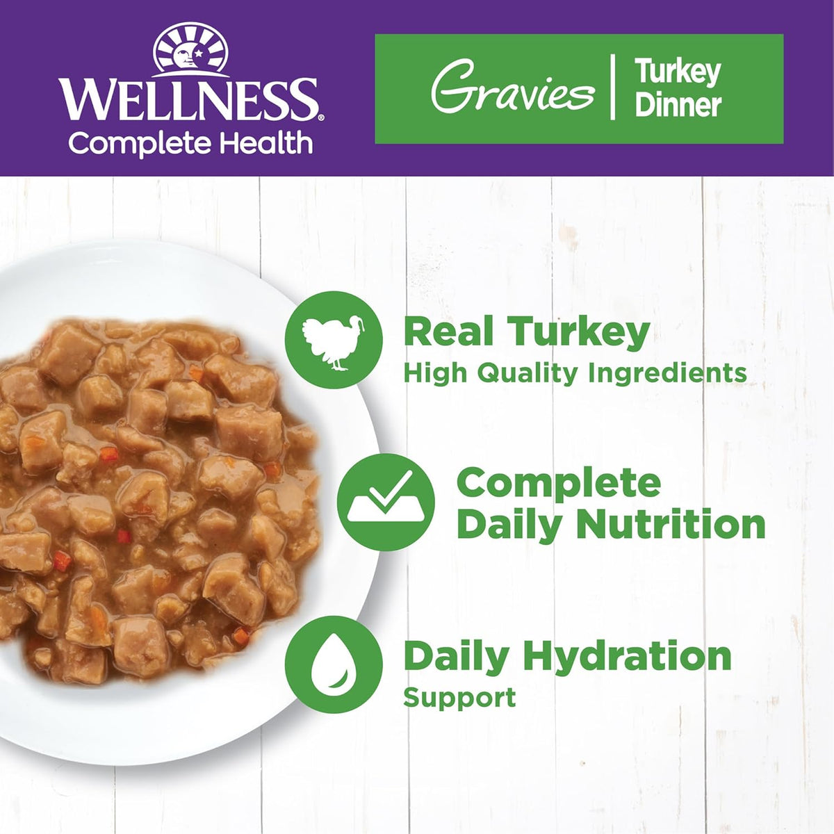 Wellness Complete Health Gravy Adult Wet Cat Food, Natural, Protein-Rich, Grain Free, 3 Ounce, 12