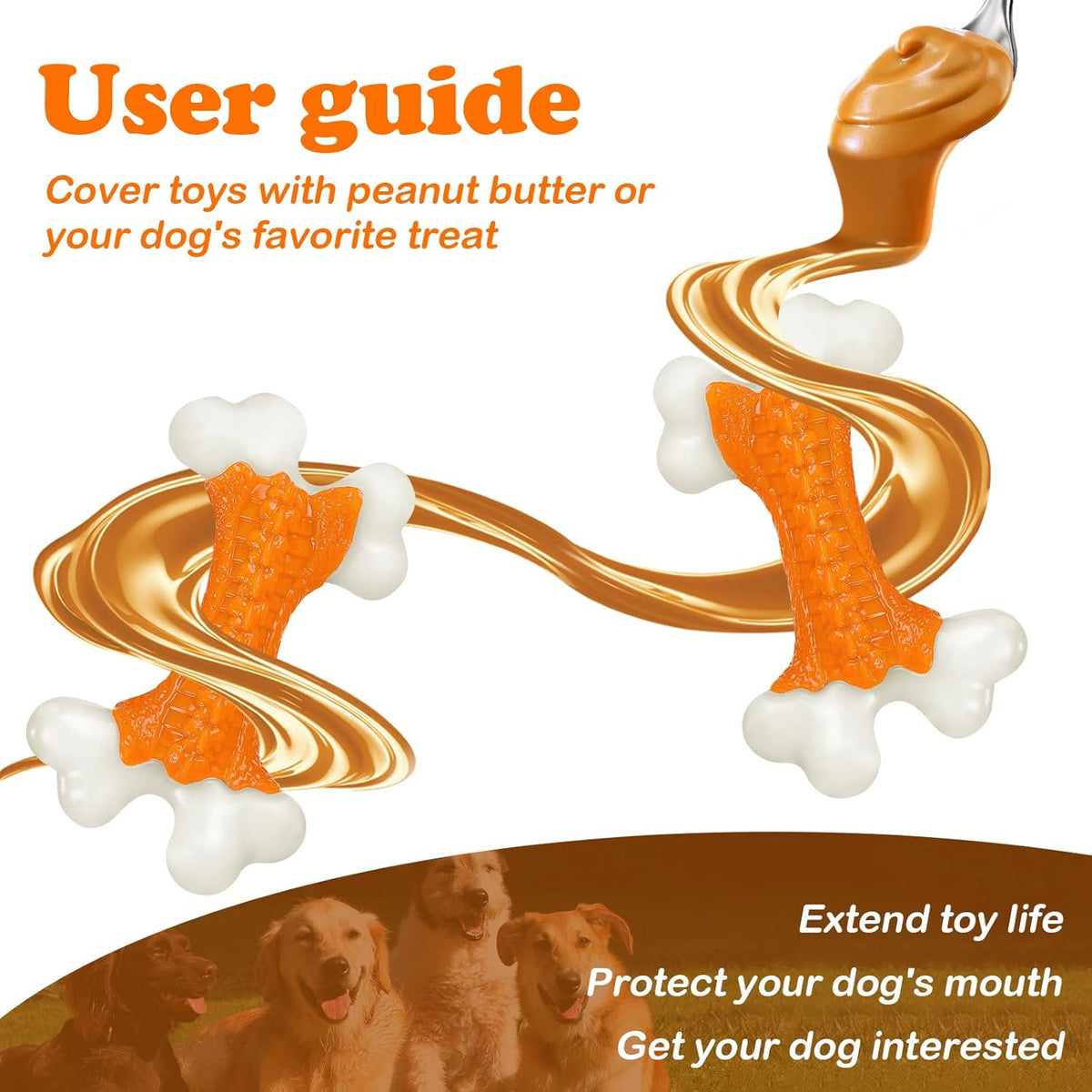 Dog Toys for Aggressive Chewers Large Breed, Tough Bones, Nylon Puppy Teething Chew Toys Medium
