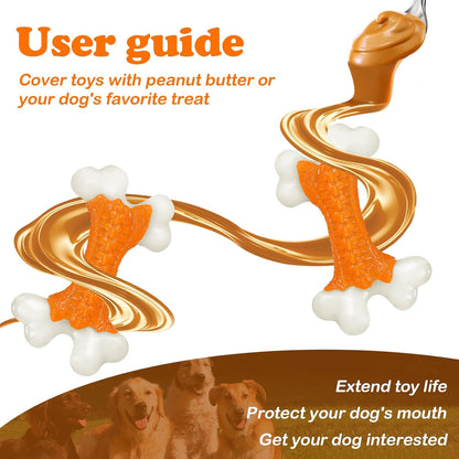 Dog Toys for Aggressive Chewers Large Breed, Tough Bones, Nylon Puppy Teething Chew Toys Medium
