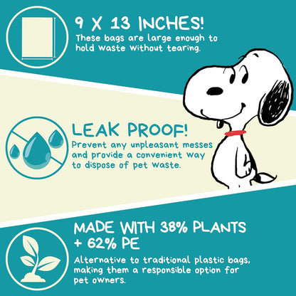 The Original Poop Bags® 38% USDA Biobased Pet Waste Bags, Peanuts Design, Leak-Resistant & Durable
