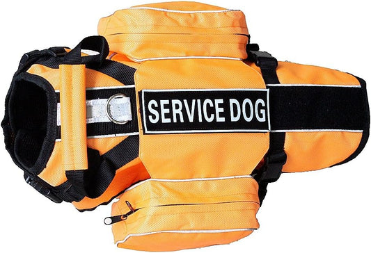 Serijoars Dog Vest Harnesses with Saddlebag Backpack for Camping & Travel - Reflective Hound Hiking