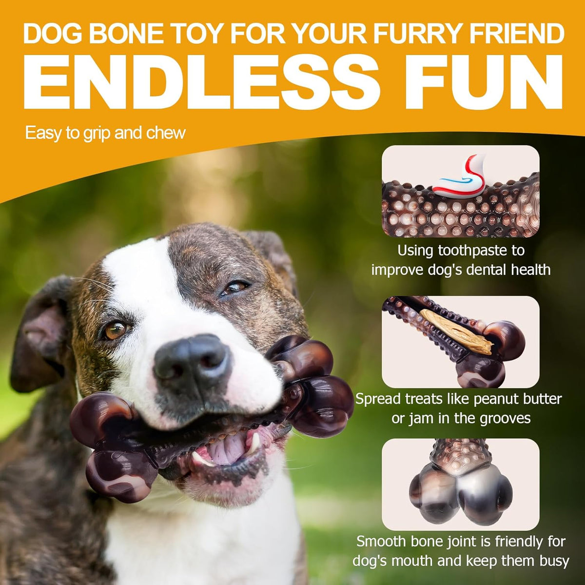 Dog Chew Toys for Aggressive Chewers, 2Pack Large Indestructible Dogs Bone Toy for Small Medium