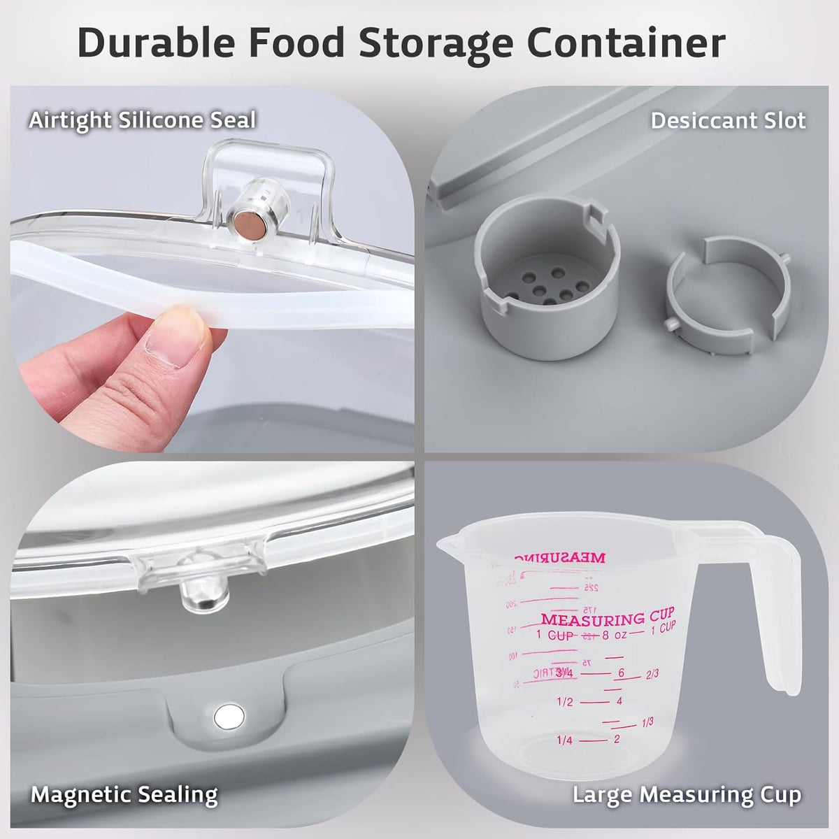 Rice Storage Containers, Collapsible 20 to 30Lbs Food Storage Bin Dispenser with Rolling Wheel and