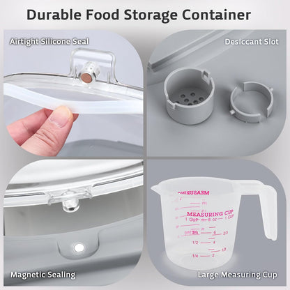 Rice Storage Containers, Collapsible 20 to 30Lbs Food Storage Bin Dispenser with Rolling Wheel and