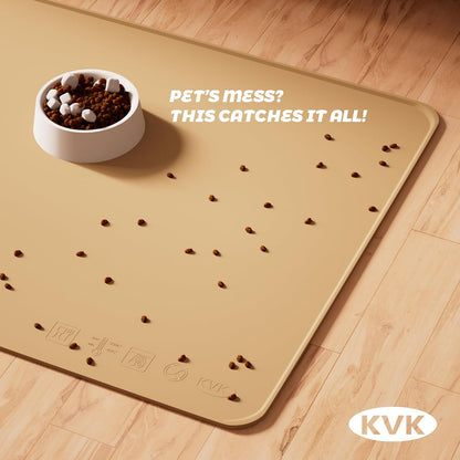 KVK Extra Extra Large Silicone Dog Food Mat 39.4×43.3in and 128oz Silicone Bag Set, Super Size