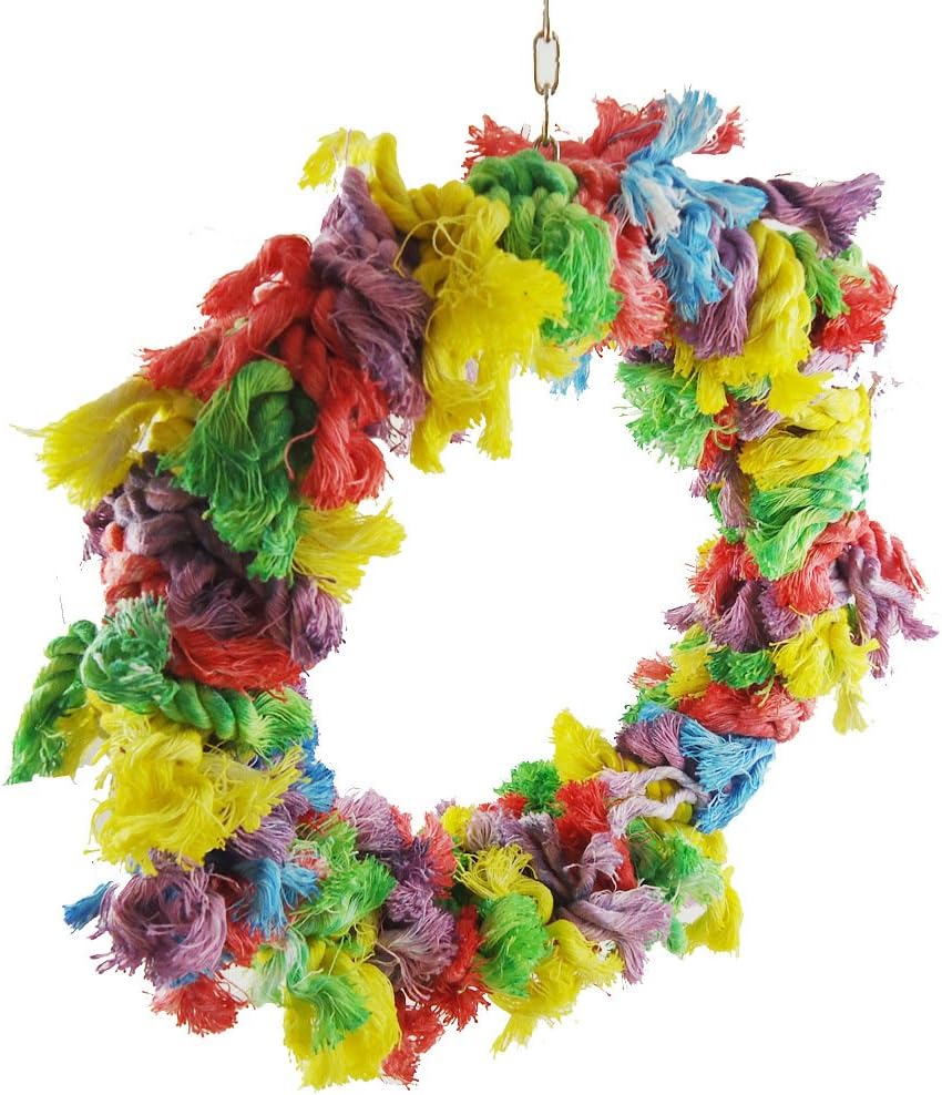 Litewoo Bird Parakeet Colorful Swing Toys,Cotton Rope Chew Hanging Bird Preening Garland Swing for
