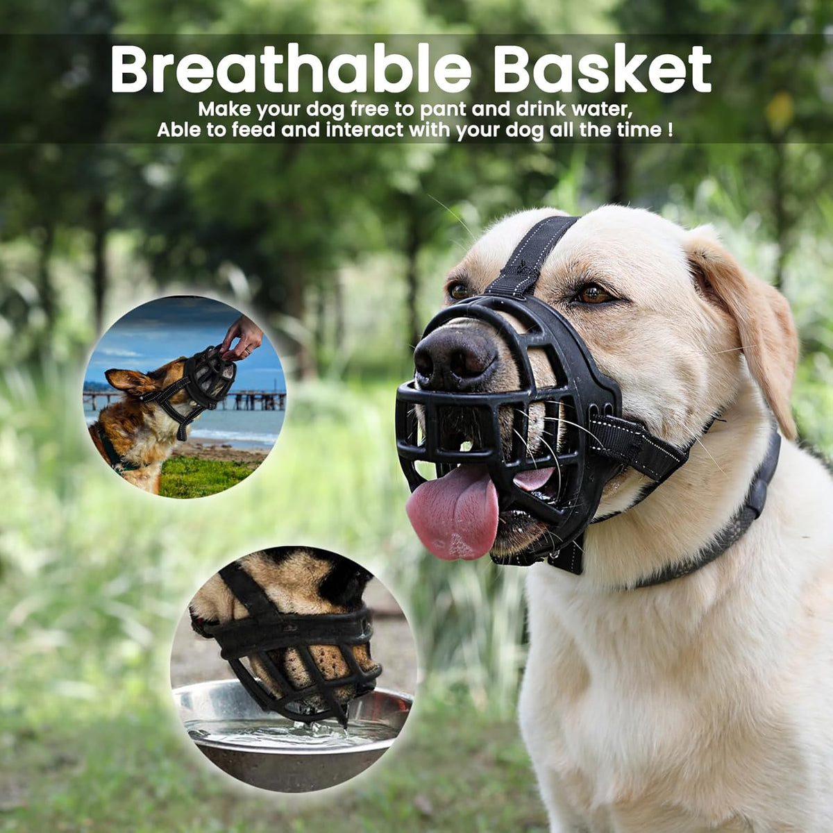 BARKLESS Dog Muzzle, Soft Basket Silicone Muzzle for Dogs to Prevent Biting and Chewing, Breathable
