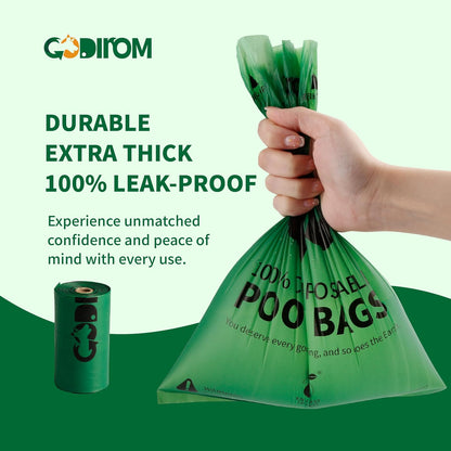 Certified 100% Compostable Poop Bags for Dogs, 270 Count Guaranteed Leak Proof and 18 Microns Extra