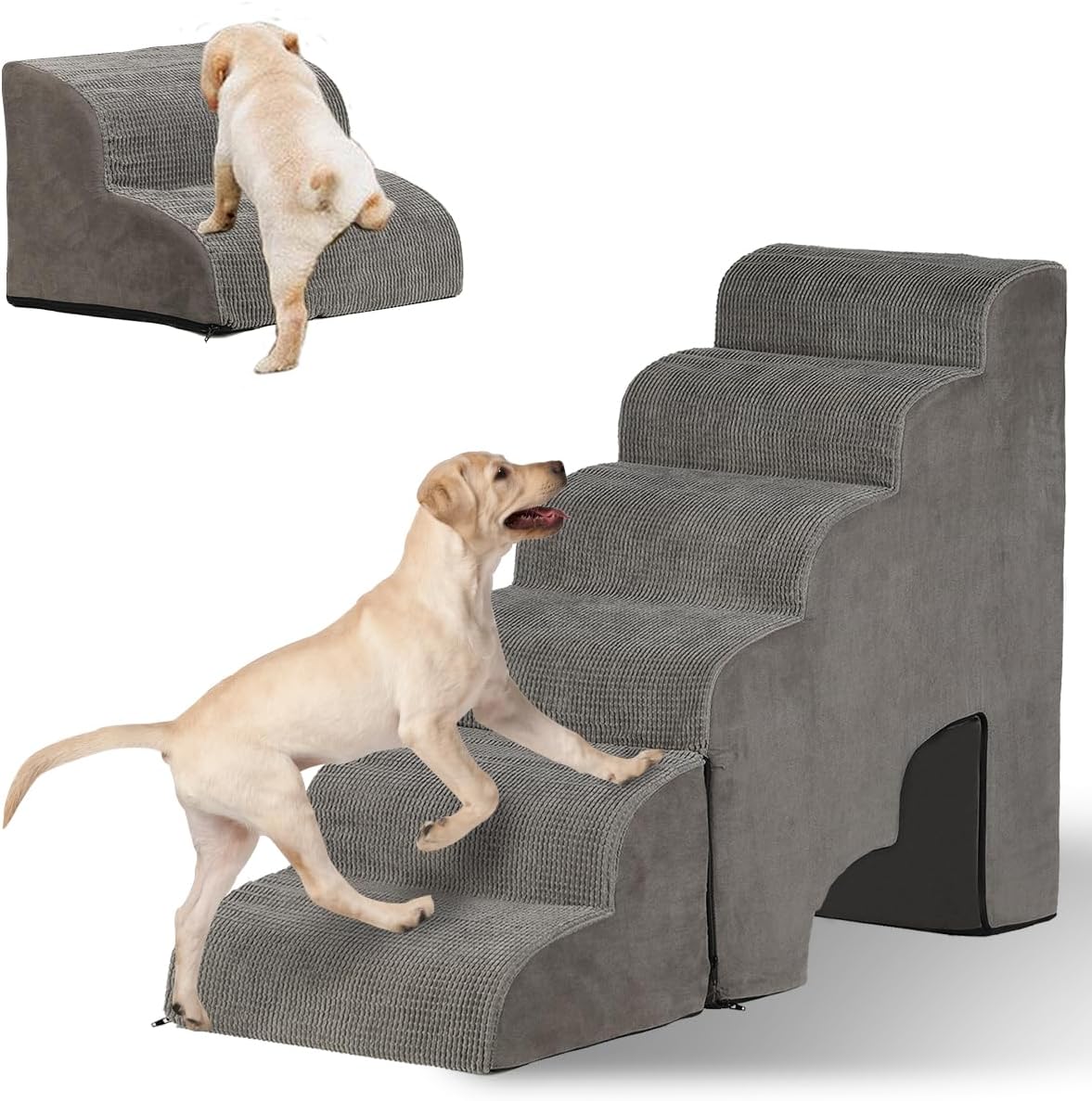 Dog Stairs for High Beds 25-30 inches Tall, 6-Step Dog Steps for High Bed for Doggies/Kitties, 30D