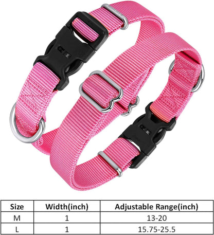 Mikivery Nylon Dog Collar with Quick Release Buckle Soft Adjustable Sturdy for Small Medium Large