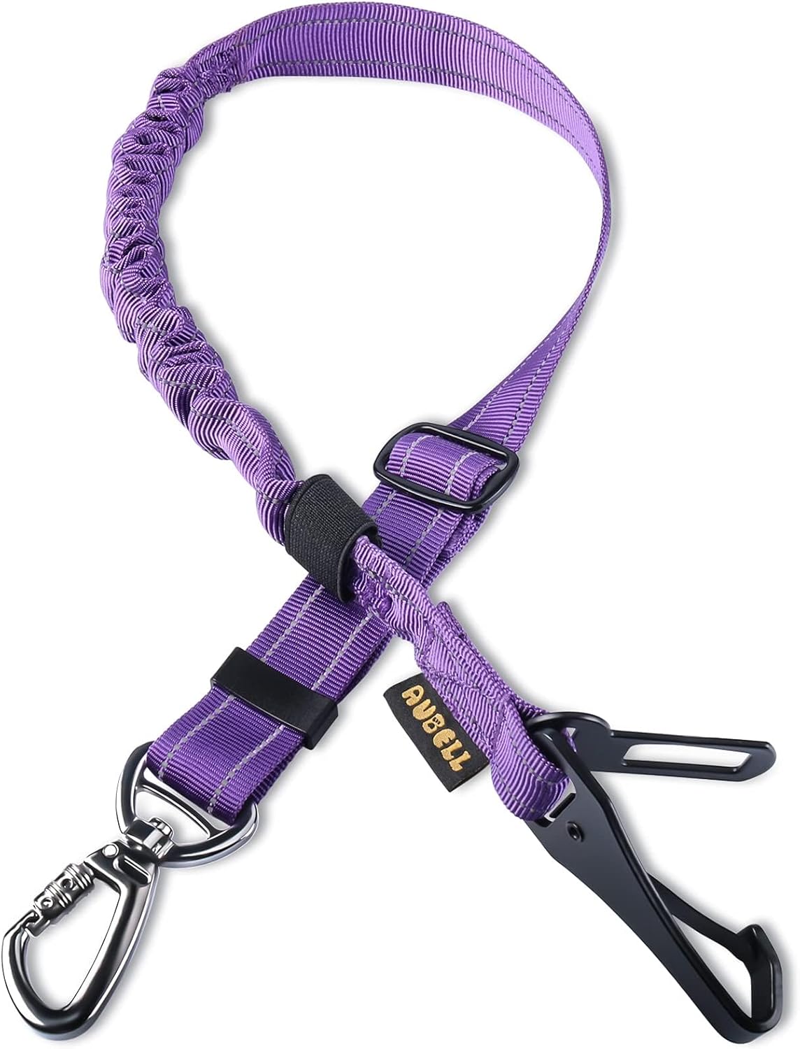 AUBELL Dog Seat Belt for Car,Updated 3-in-1 Adjustable Reflective Bungee Heavy Duty Dog Car Harness