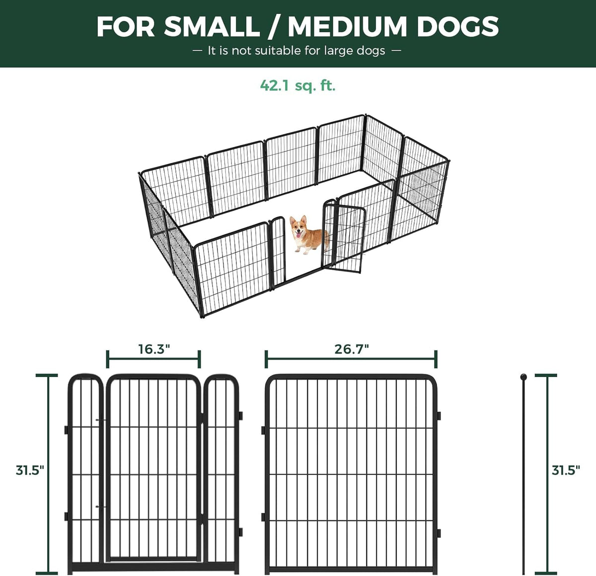 FXW Homeplus Unleashed Indoor Dog Playpen - Stress-Free and Safe Play, Heavy Duty 32 Inch 12 Panels