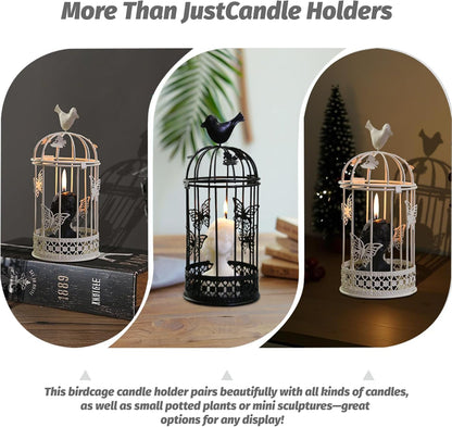 Vintage Decorative Bird Cage，Metal Black Bird Cage Decor for Candelabros para Centros De Mesa &