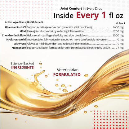 Liquid for Dogs - Vitamins, Minerals, Antioxidants - Glucosamine, Chondroitin - Beef Flavor