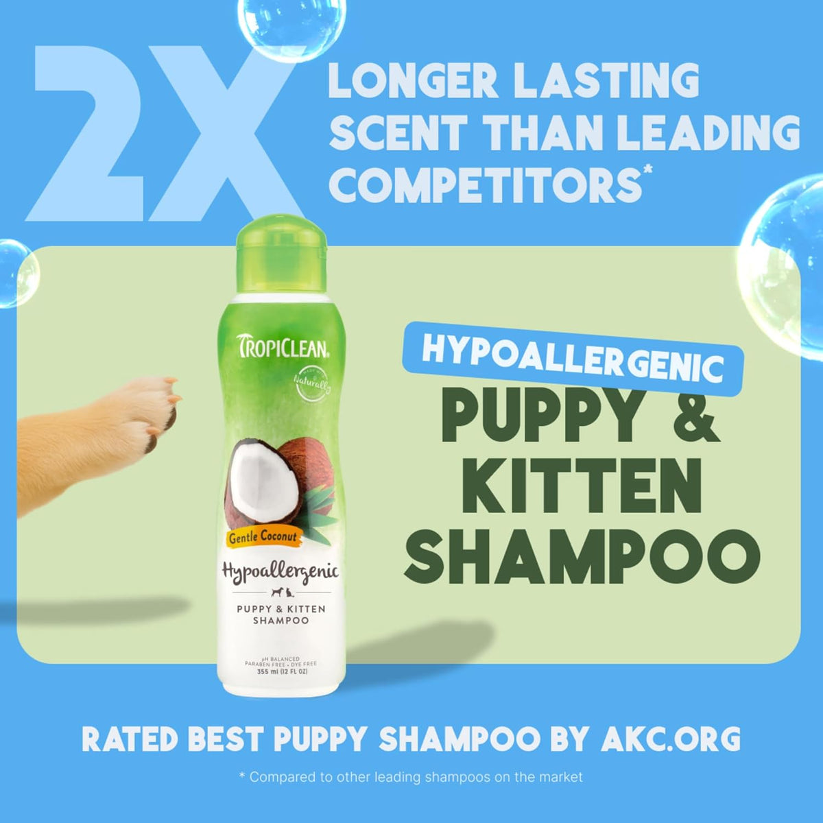 TropiClean Gentle Puppy Shampoo, Dog Shampoo for Allergies & Sensitive Skin, Made in USA, Gentle
