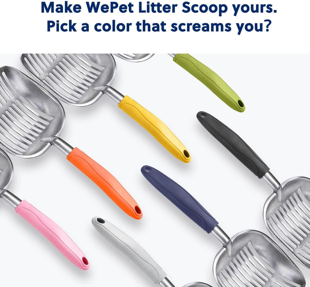 WePet Cat Litter Scoop, Aluminum Alloy Sifter, Kitty Metal Scooper, Deep Shovel, Long Handle, Poop