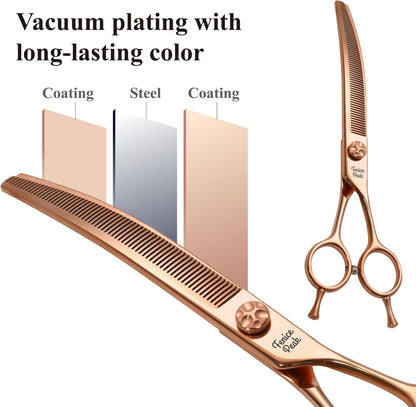 Fenice Peak Professional Dog Grooming Scissors Pet Curved Thinning Shears 7.0'' Extremely Sharp