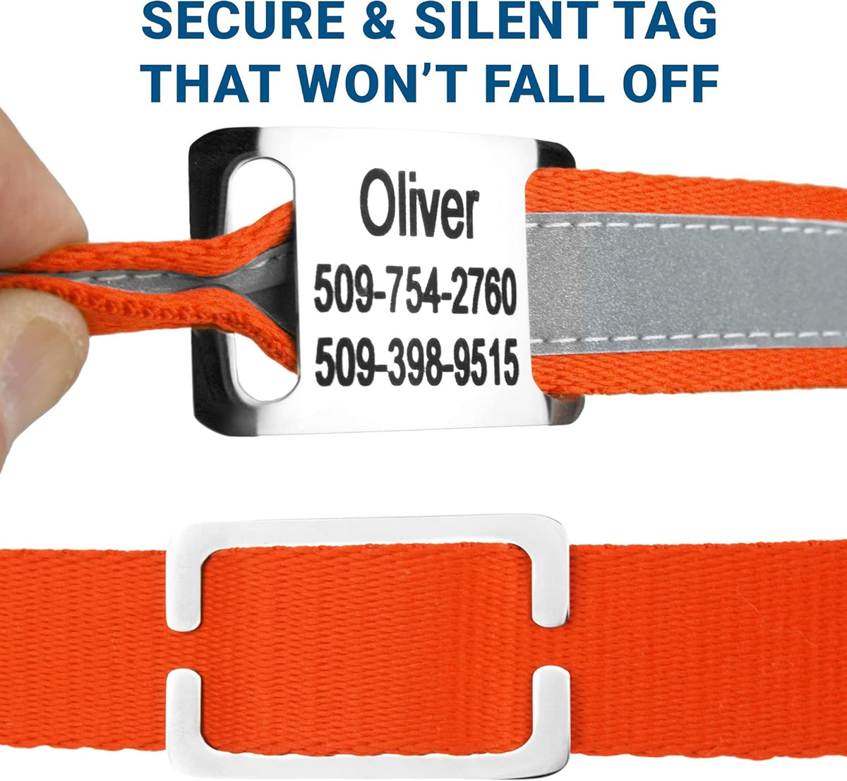 GoTags Reflective Personalized Dog Collar with Nameplate, Adjustable Dog Collar with Custom