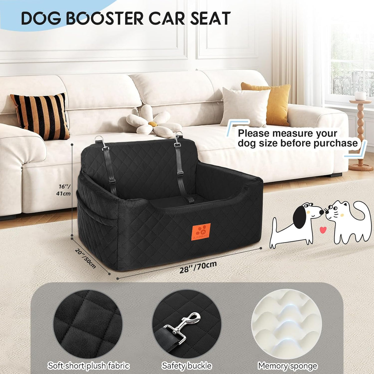 Dog Car Seat for Medium/Large Dogs,Dog Booster Seat for Dog Under 50lbs or 2 Small Dogs, Detachable