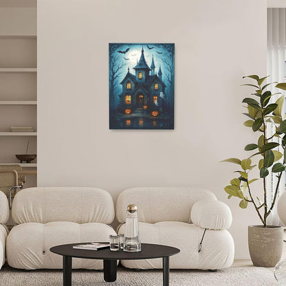 Halloween Gothic Wall Art Castle Pumpkin Ghost Bat Canvas Wall Decor Dark Academia Pictures