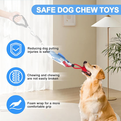 Dog tug of war Toy with Handle,Interactive Dog Toys with Squeak for Aggressive chewers, Durable
